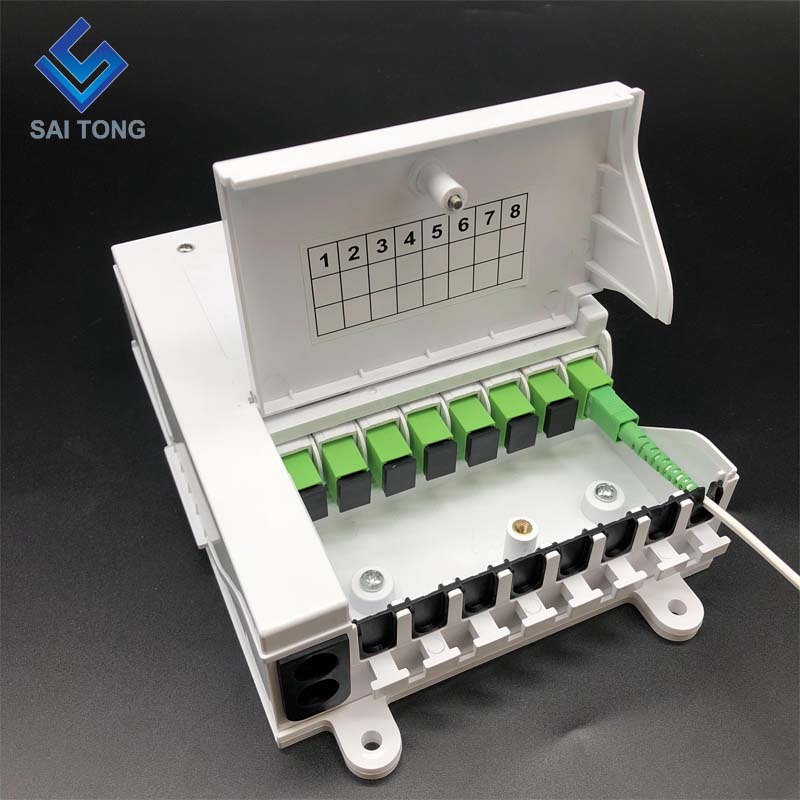 Cixi Saitong FTTH 8 코어 광섬유 터미널 박스 실내 및 실외 8 포트 미니 벽 장착 우크라이나어 스타일의 신제품