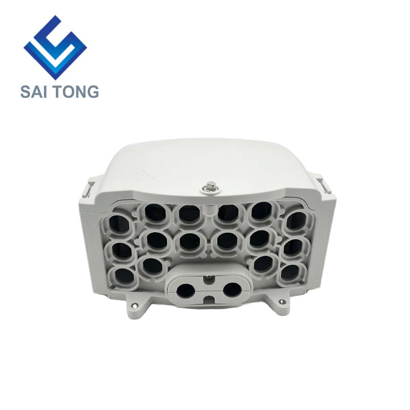 FTTH Saitong IP65 16 코어 광섬유 터미널 박스 PC+ABS 소재 야외 16 포트 배급 상자 2개 트레이 포함