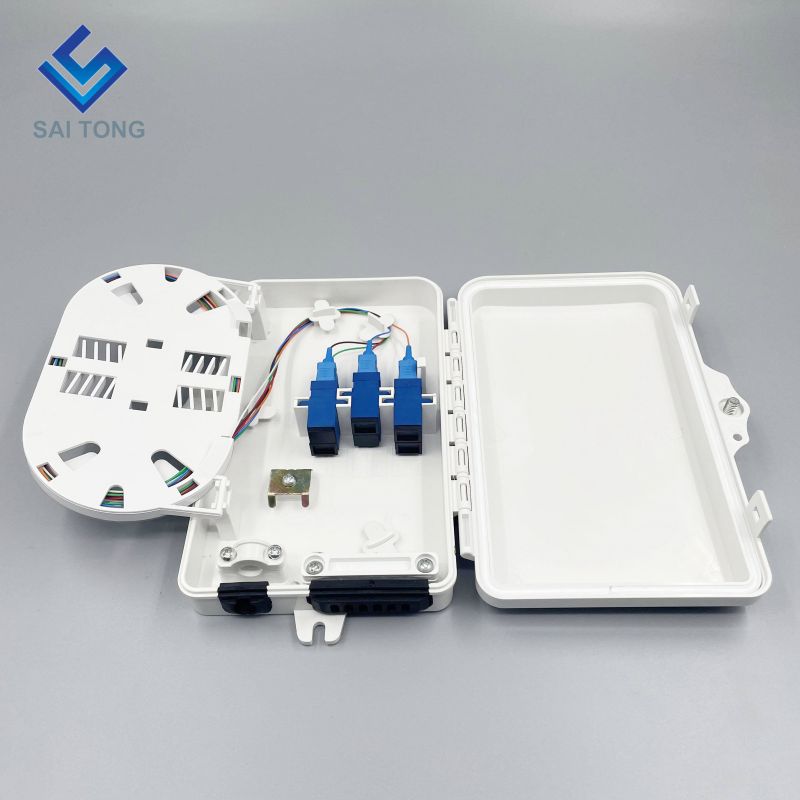 Saitong 1/6 포트 FTTH FTTX 6 코어 광섬유 분배 상자 PLC 지원 상자 ABS 광학 상자