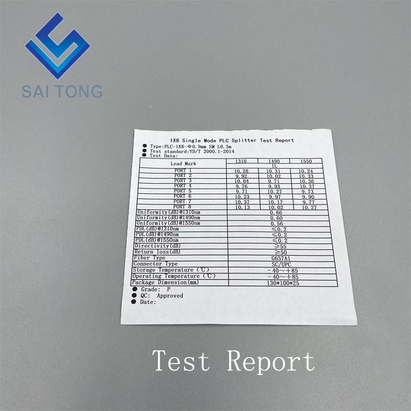 1:4 SC/APC 랙 마운트 Plc 분배기 ABS 상자 SC UPC 커넥터 카세트 유형 1X4 광섬유 분배기