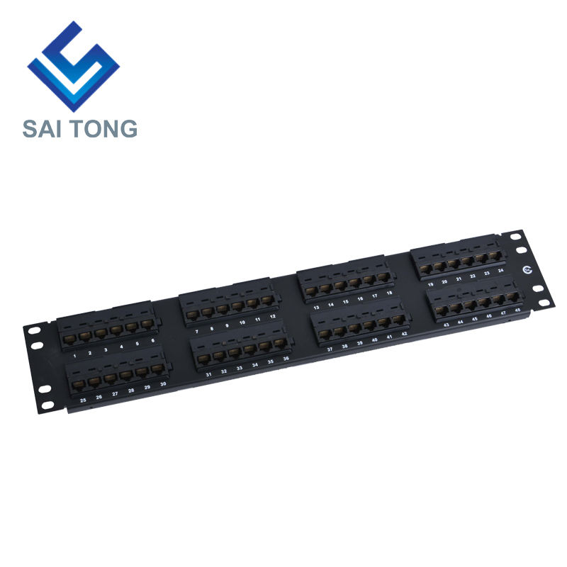 2U 19'' 48 포트 RJ45 크로네 자켓, 스틸 브래킷 Cat6 패치 패널 블랭크 비차폐 utp Cat5e CAT6 CAT6A RJ45 패치