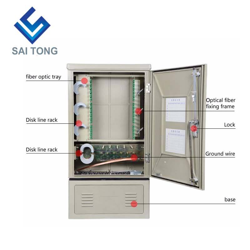 통신 장비 SMC 야외 방수 IP55 144 코어 광섬유 캐비닛 ODF의 SaiTong FTTH 144 코어 교차 연결 캐비닛