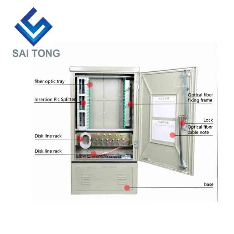 SaiTong FTTH 144 코어 섬유 분배 허브 캐비닛 SMC 재질 방수 야외 액세스 144 광섬유 캐비닛