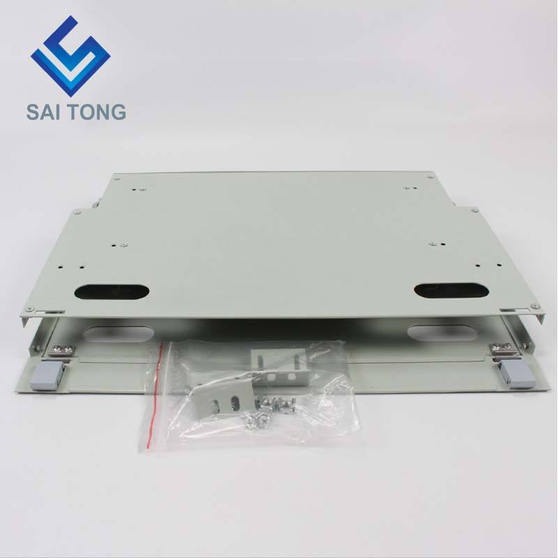 SaiTong FTTH 19 인치 랙 마운트 12 포트 캐비닛 SC/FC ODF 1 U 12 코어 광섬유 분배 프레임 옵션 완전 부하