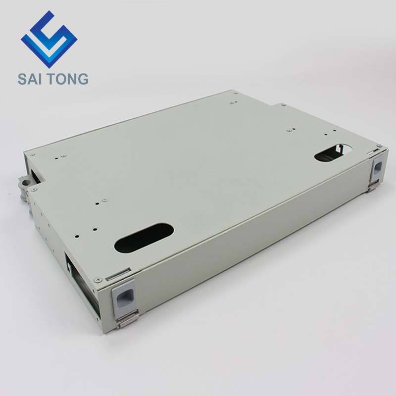 SaiTong FTTH 19 인치 랙 마운트 12 포트 캐비닛 SC/FC ODF 1 U 12 코어 광섬유 분배 프레임 옵션 완전 부하