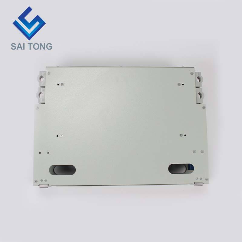 SaiTong FTTH 19 인치 랙 장착 24 포트 캐비닛 SC/FC ODF 2 U 24 코어 광섬유 분배 프레임 옵션 완전 부하