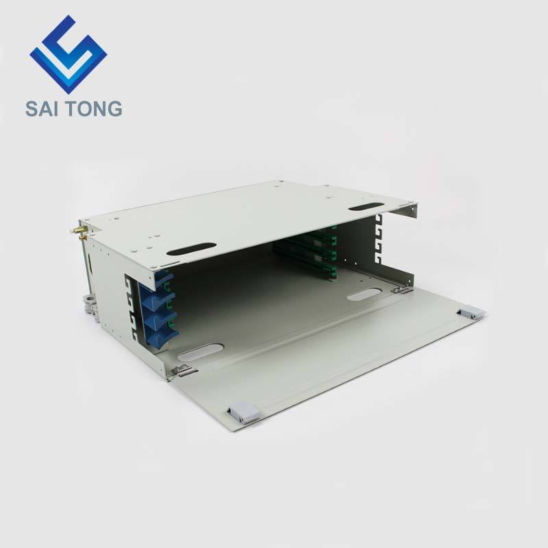 SaiTong FTTH 19 인치 랙 마운트 48 포트 캐비닛 SC/FC ODF 4 U 48 코어 광섬유 분배 프레임 옵션 완전 부하