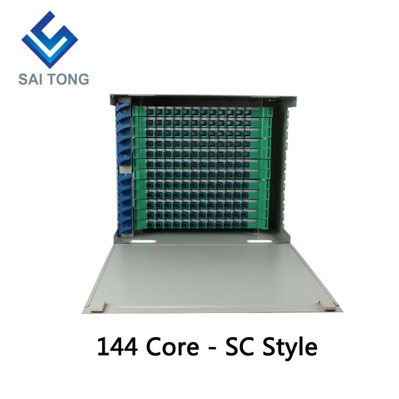 2022 SaiTong FTTH 19인치 랙 마운트 144 포트 캐비닛 SC/FC ODF 12U 144 코어 광섬유 분배 프레임 옵션 완전 부하